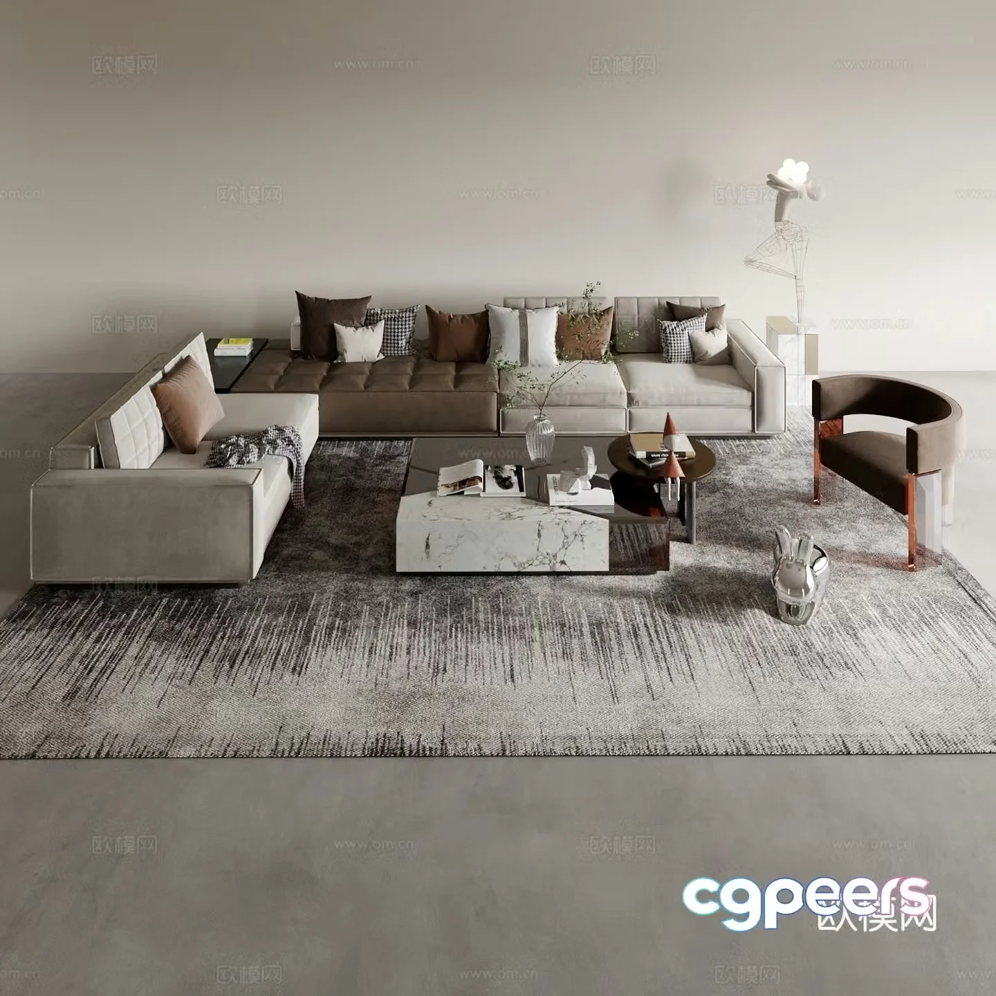Modern modular sofa corner sofa splicing sofa 3d model