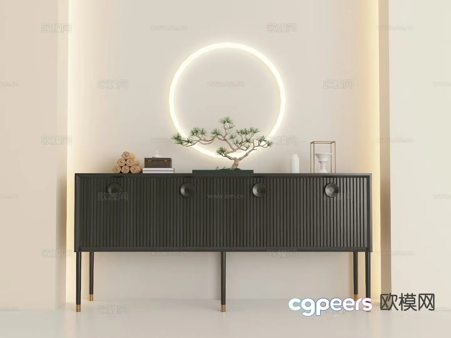New Chinese style entrance cabinet Duanjing cabinet 3D model