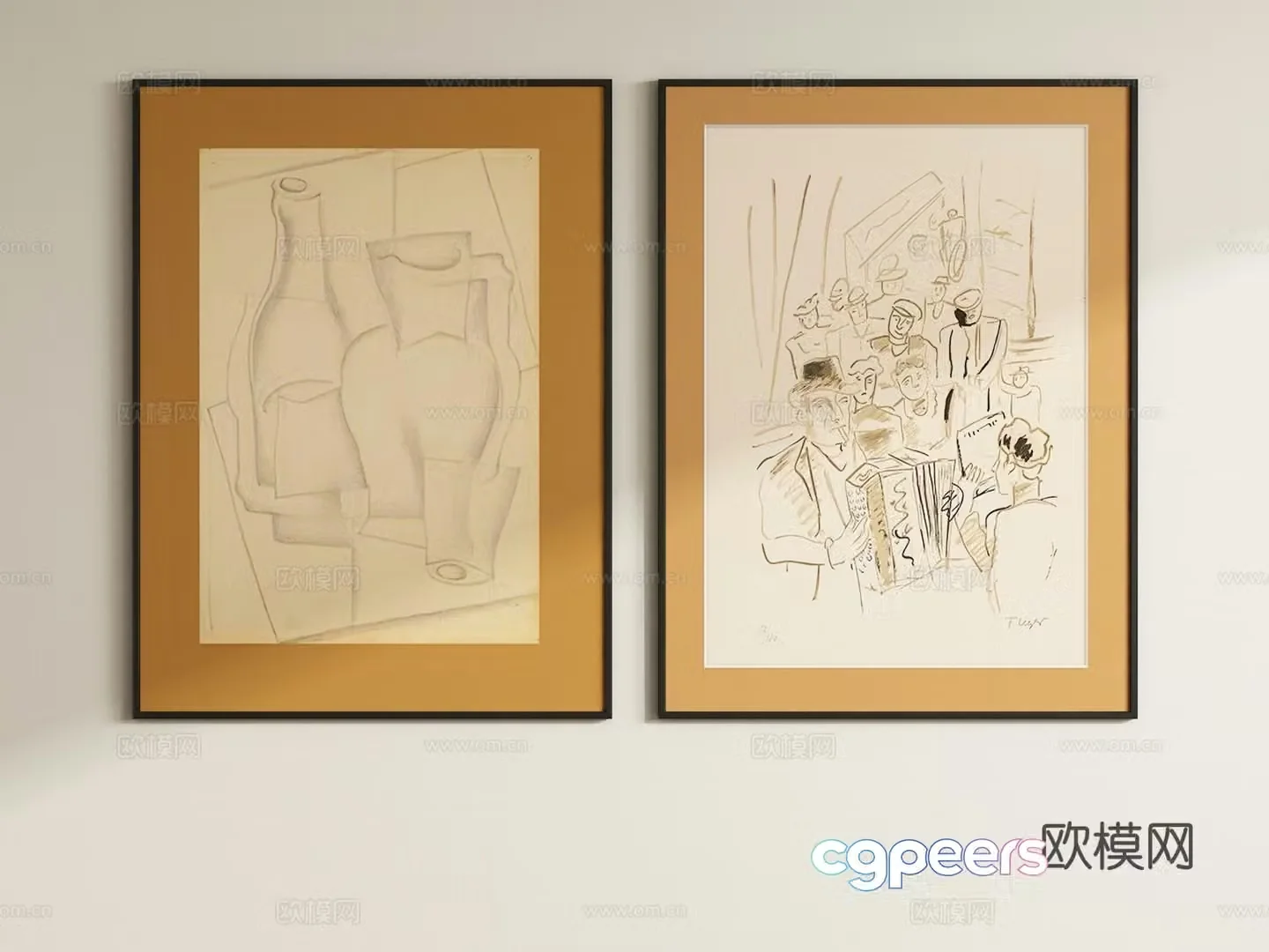 Modern decorative painting Hanging painting Sketch drawing 3d model