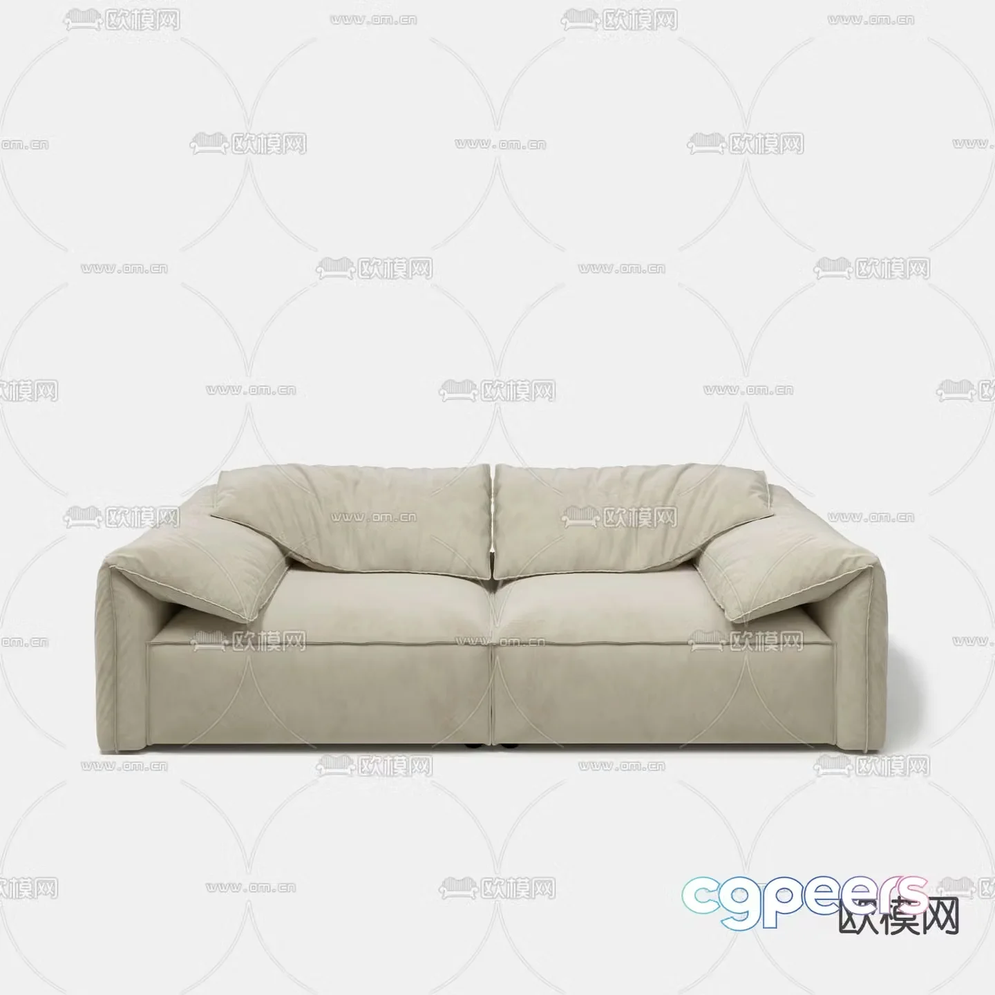 Double sofa upholstered sofa 3d model