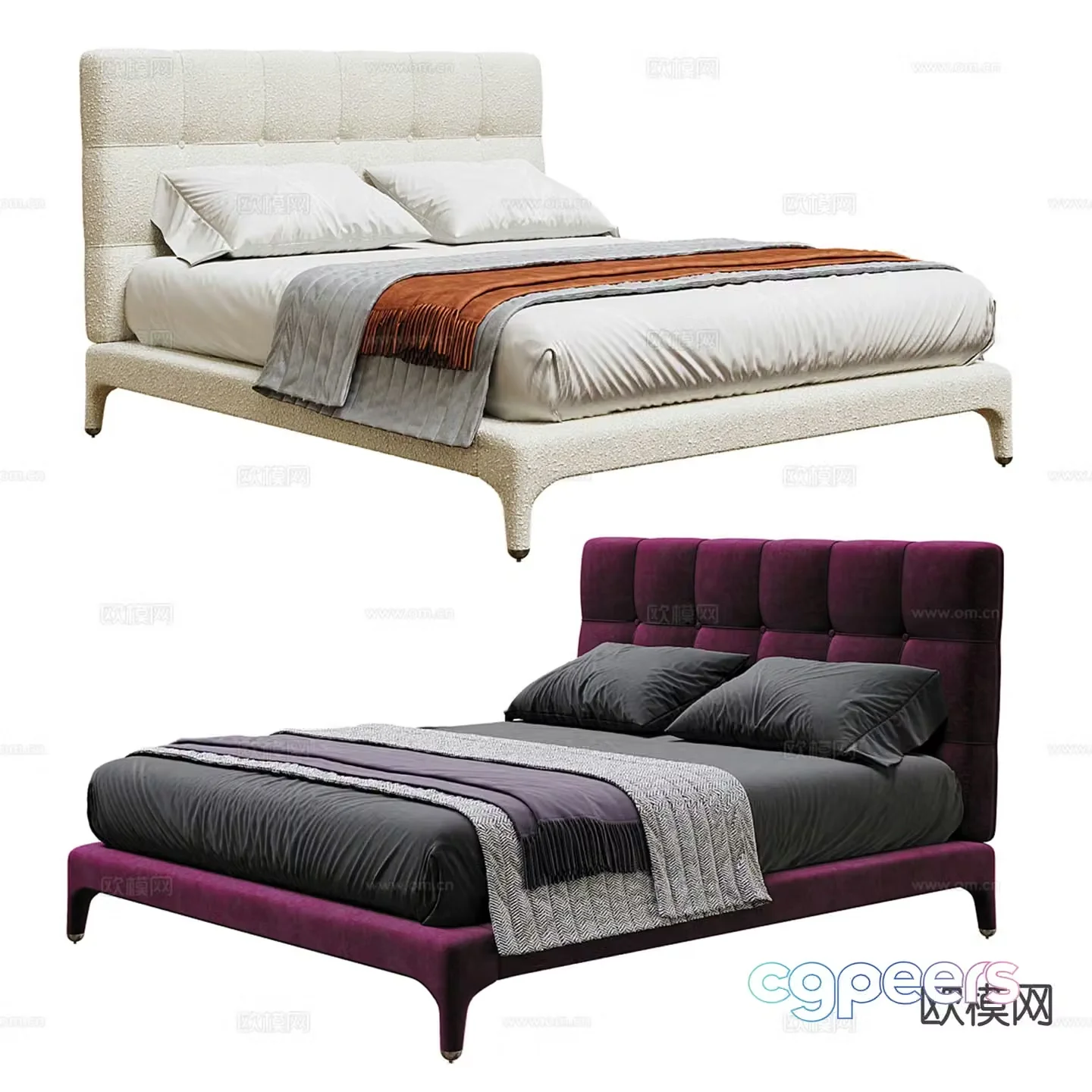 DELTA simple European double bed 3d model