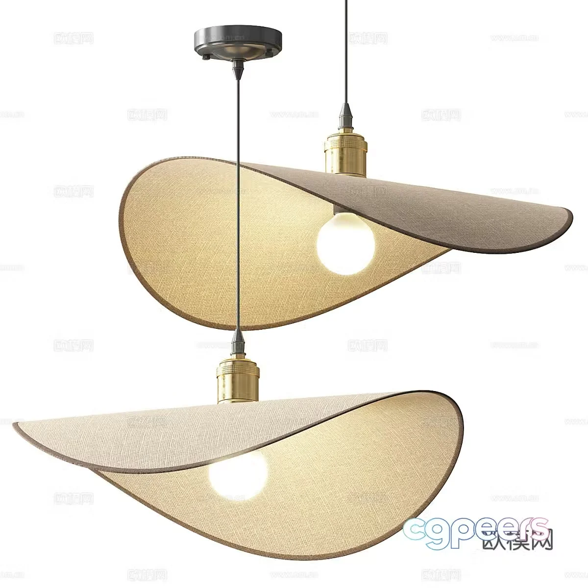 New Chinese style woven chandelier hat brim chandelier 3d model