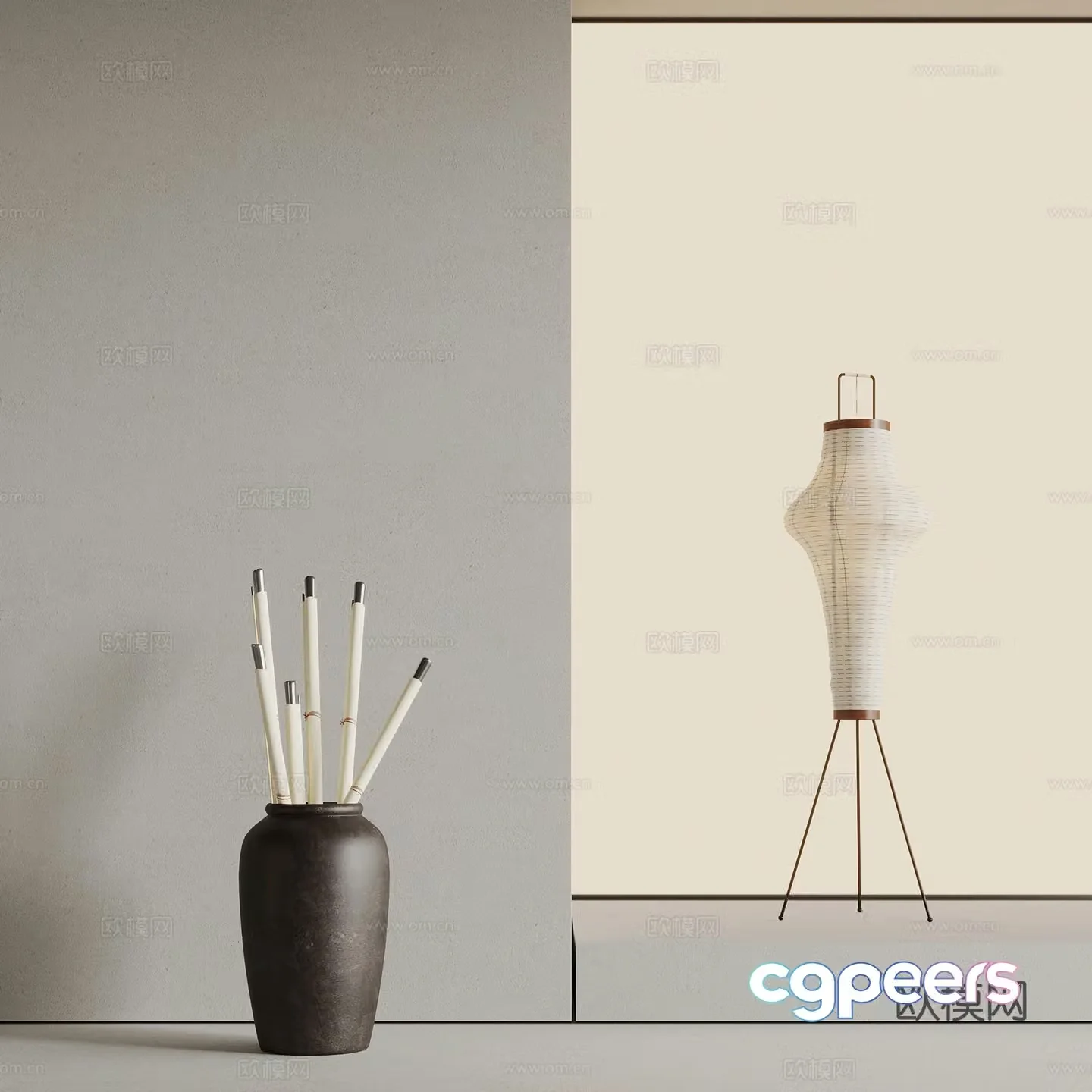 08 Floor Lamp New Chinese Floor Lamp 3D Model