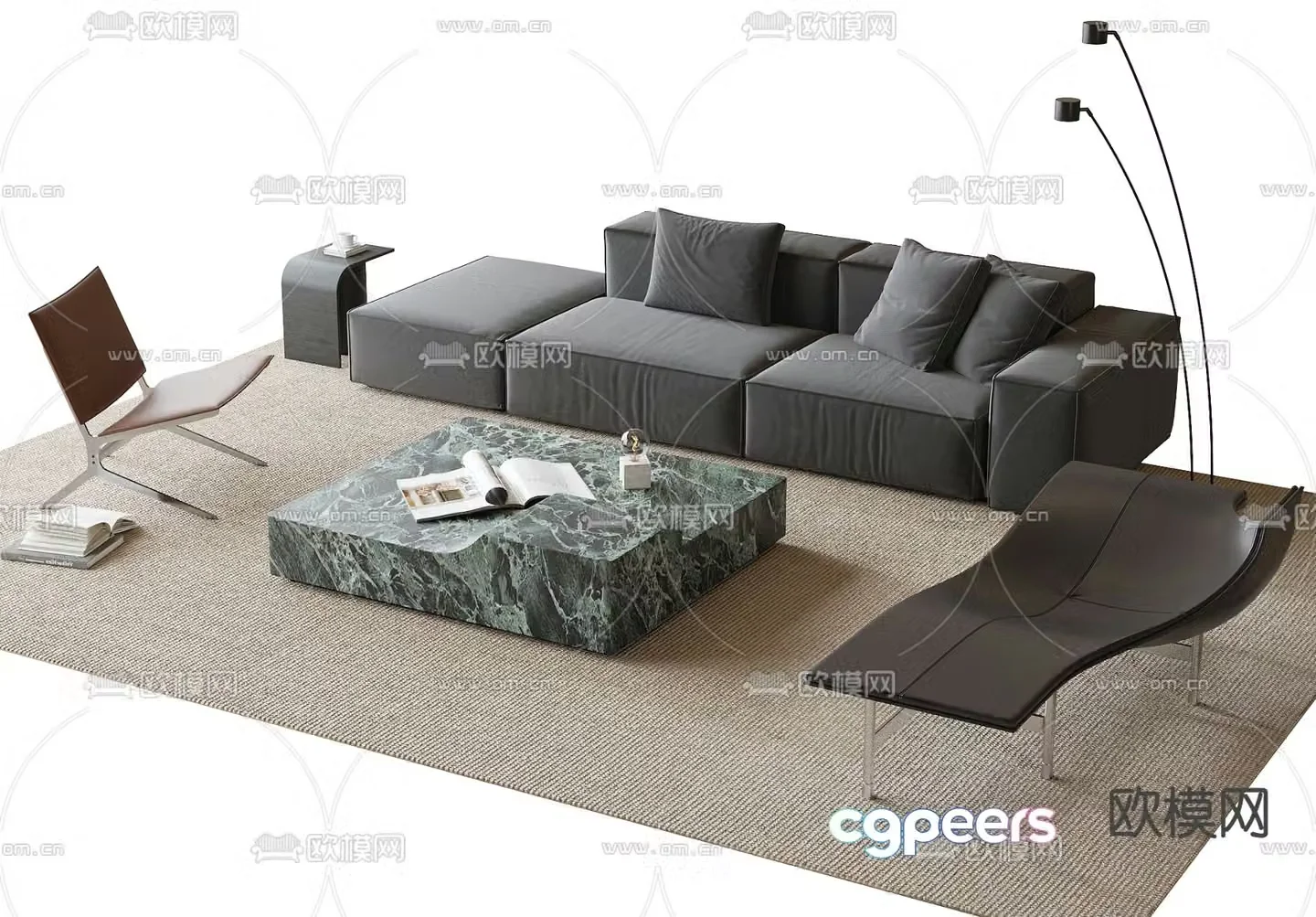Modern sofa coffee table 3d model