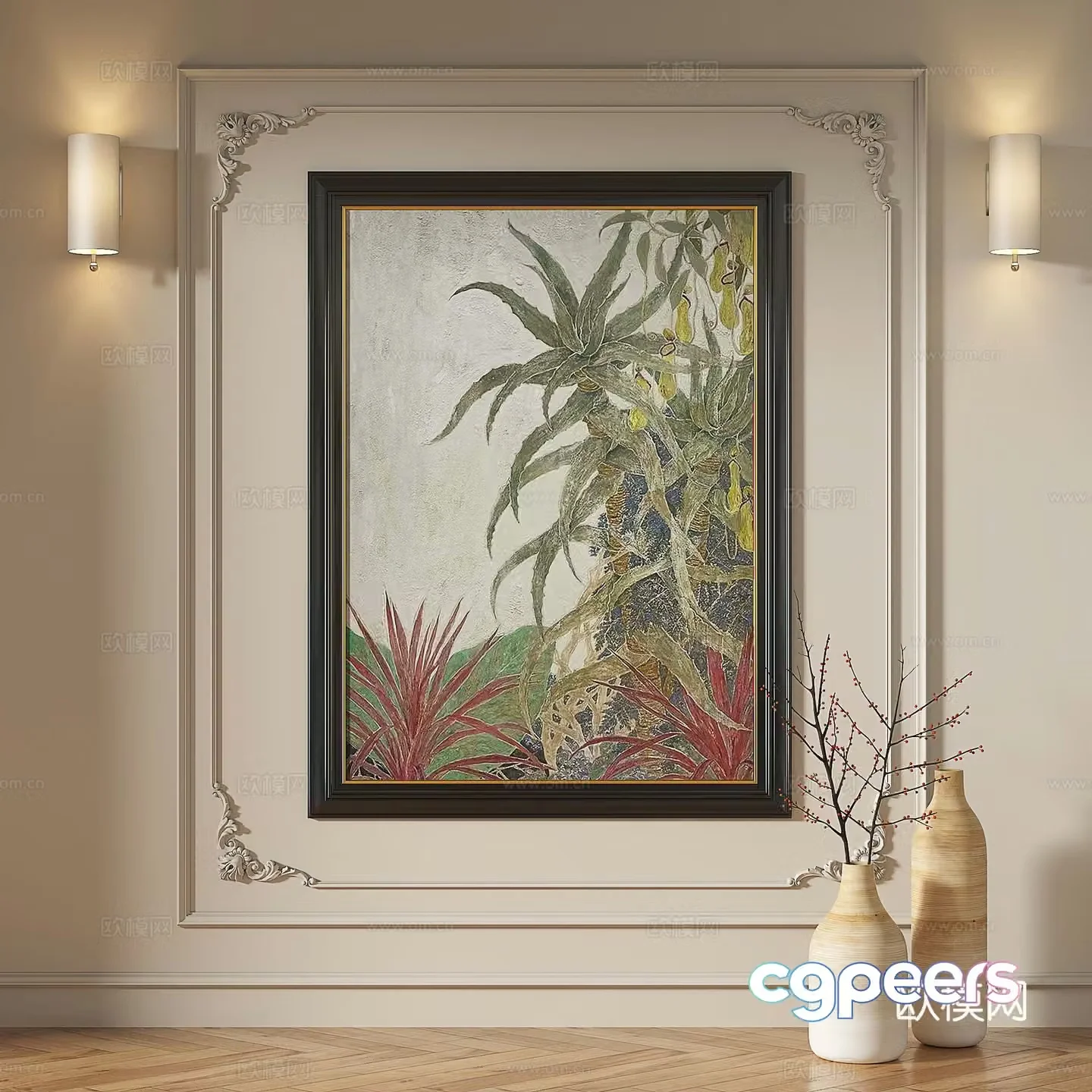 French modern simple abstract retro medieval light luxury decorative painting 3d model