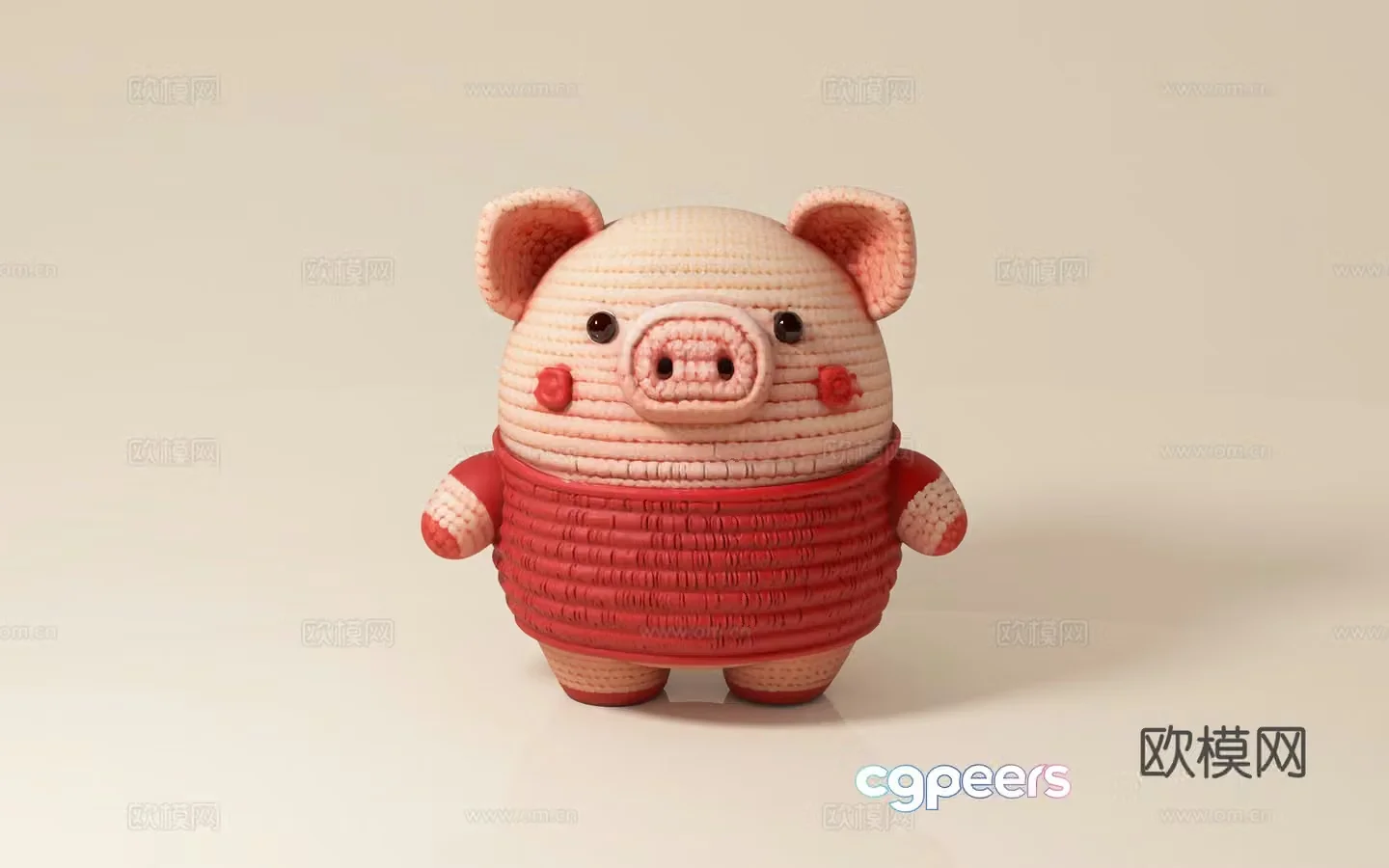 Cartoon piglet yarn piglet make piglet cartoon animals toy doll art creativity business 3d model