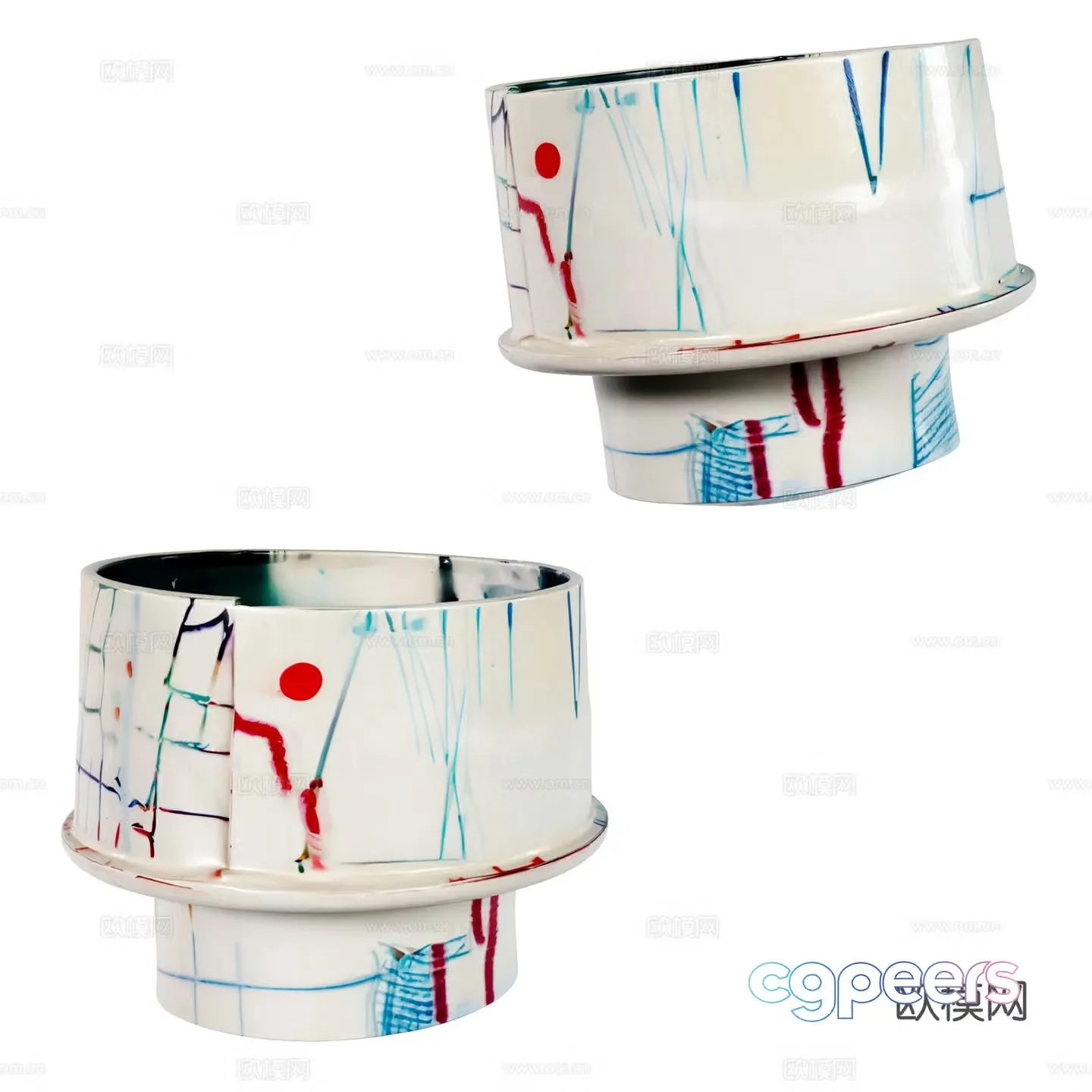 Modern colorful decorative ornaments ceramic tea cup 3d model