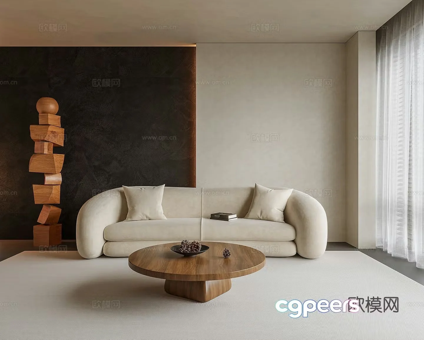 Wasabi style sofa coffee table combination 3D model
