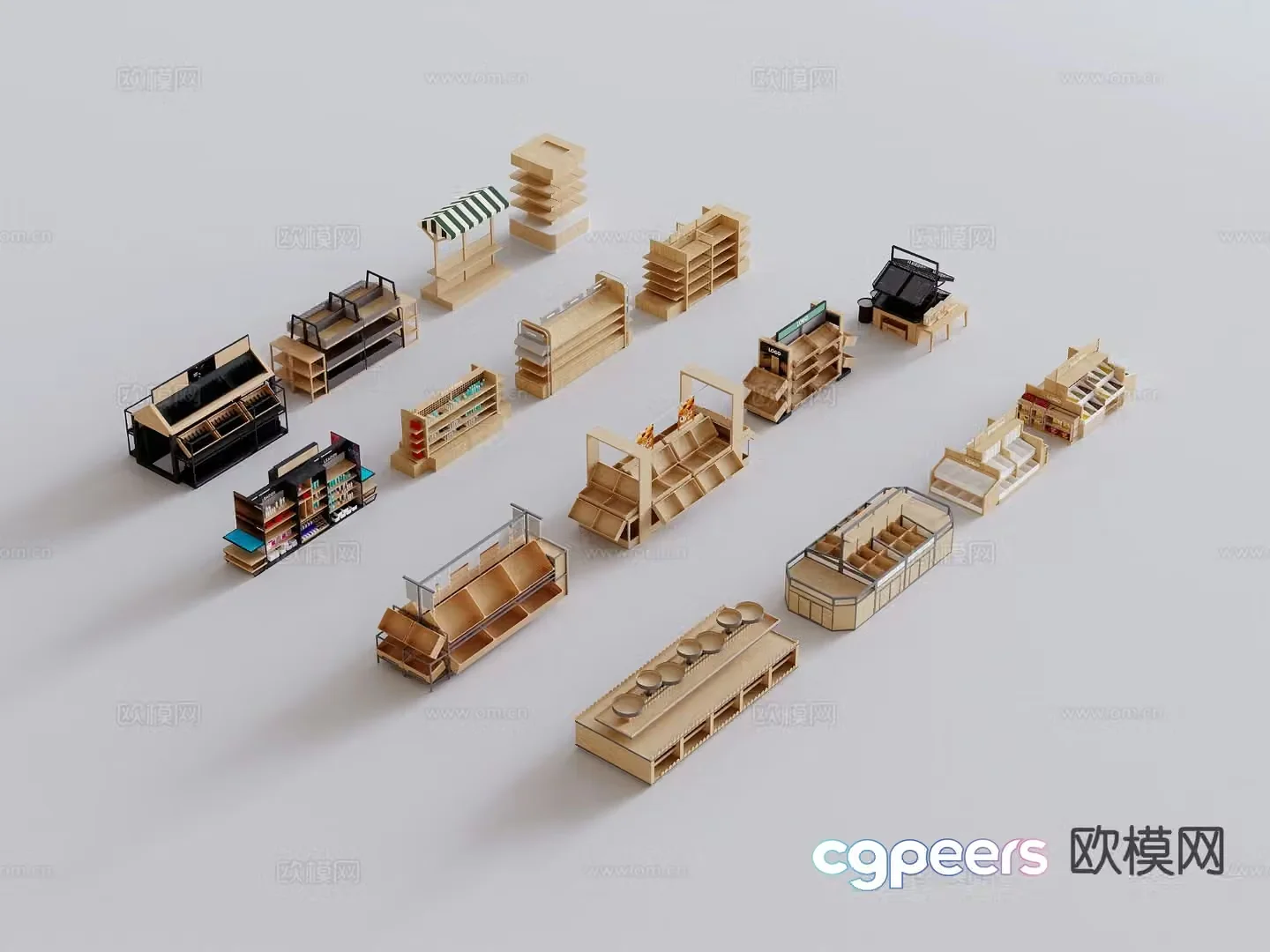 Shopping mall supermarket container rack shelf display cabinet 3d model