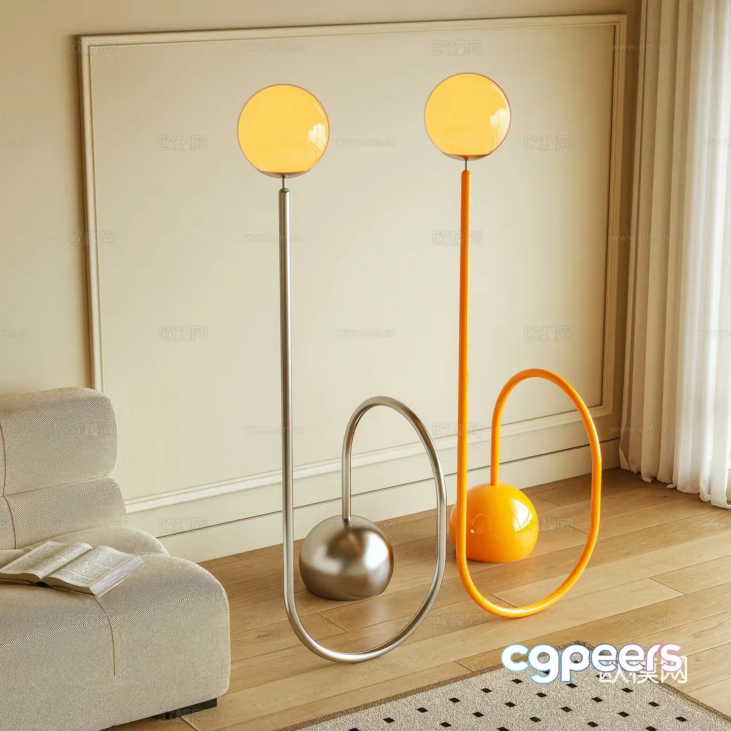 Bauhaus floor lamp decorative lamp 3d model