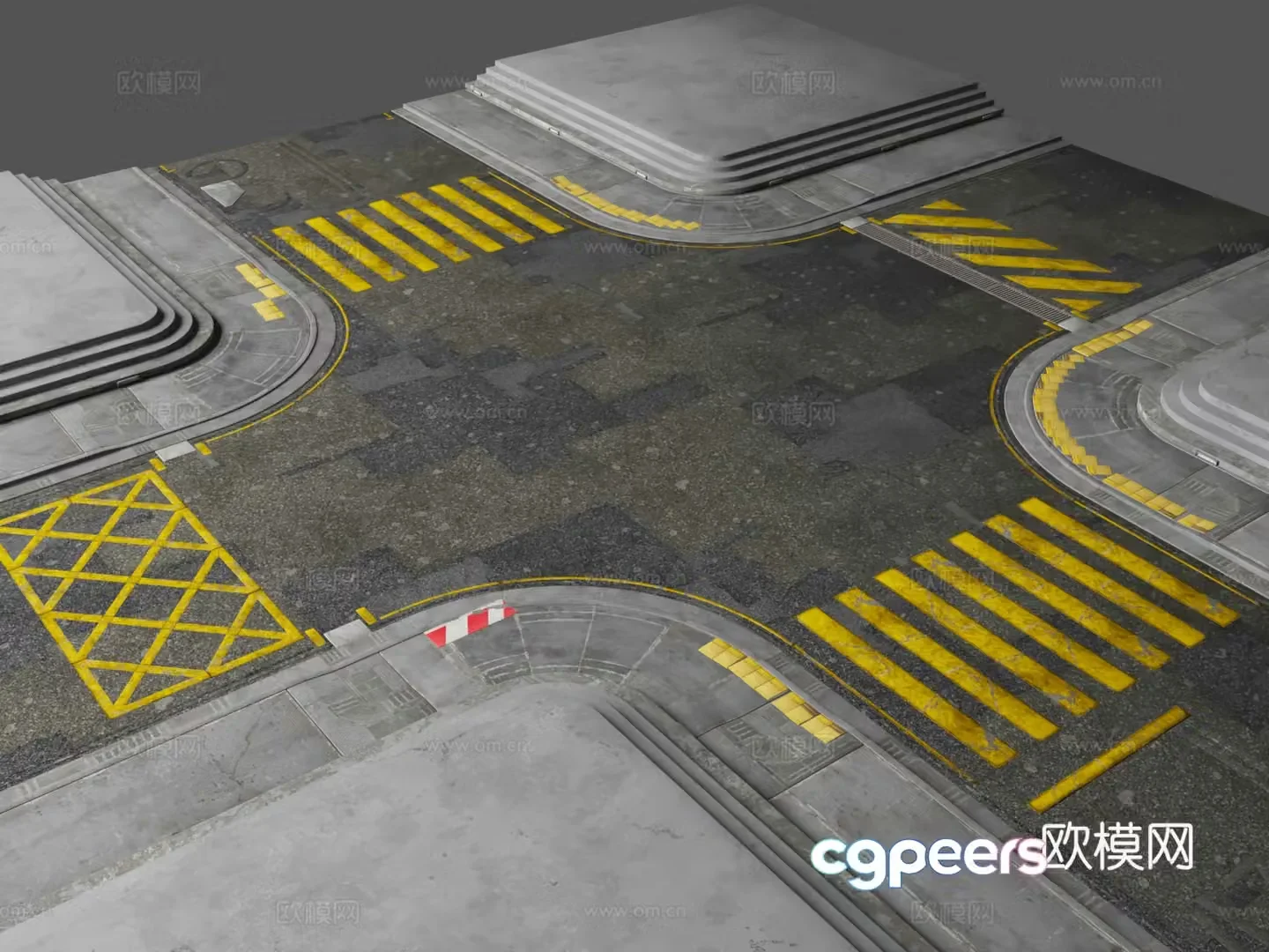 Street highway intersection Cyberpunk Future science fiction theme Highway intersection 3d model