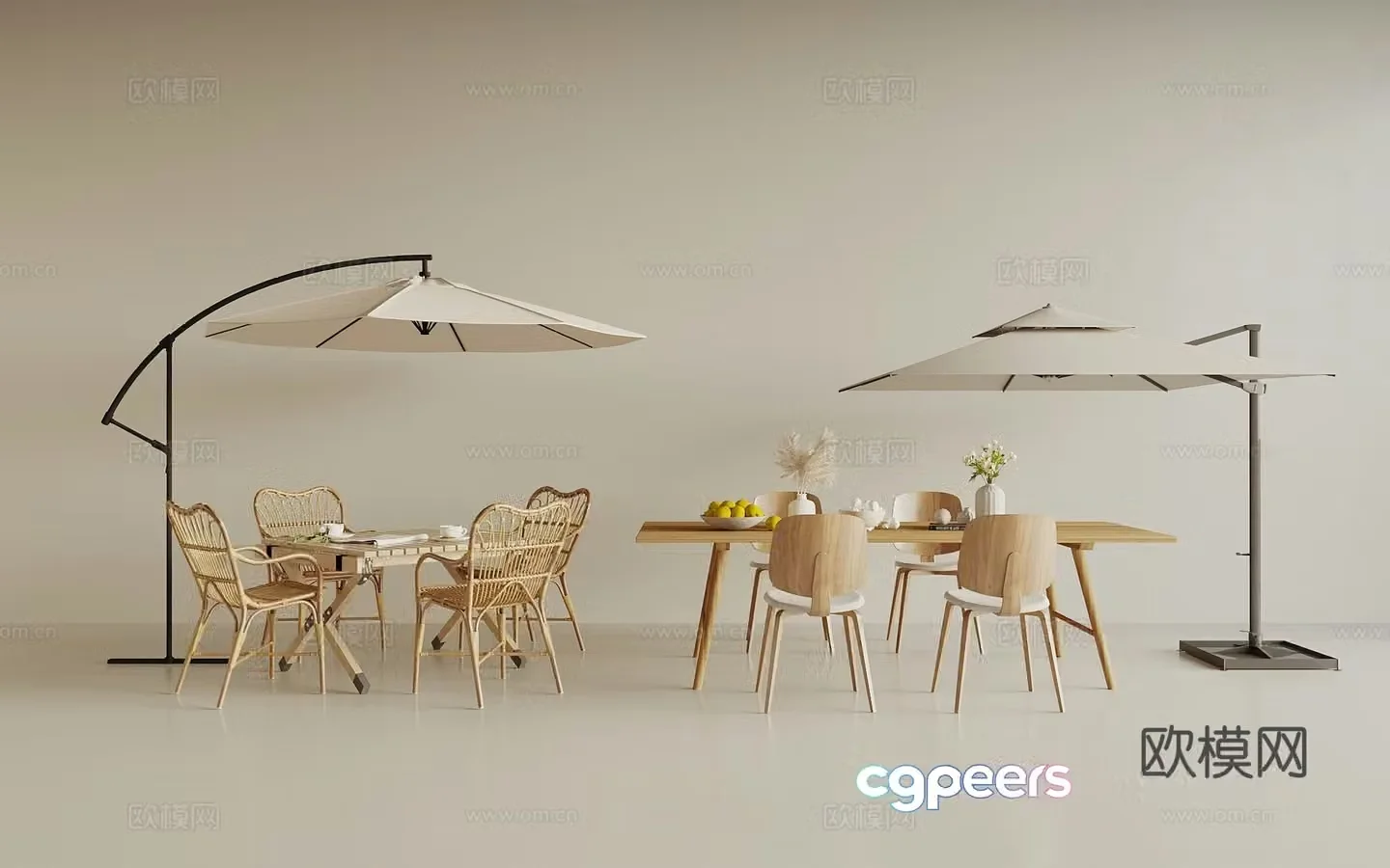 Outdoor tables and chairs camping tables and chairs parasol 3D model