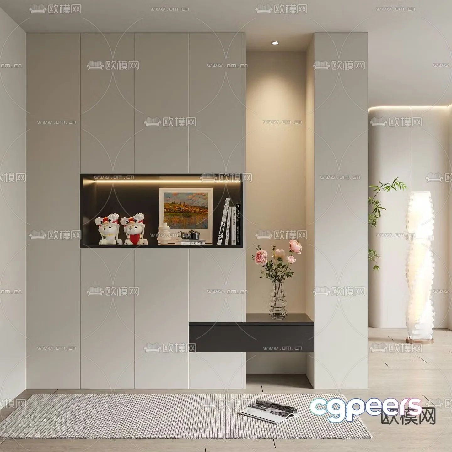 Modern entrance shoe cabinet 3d model