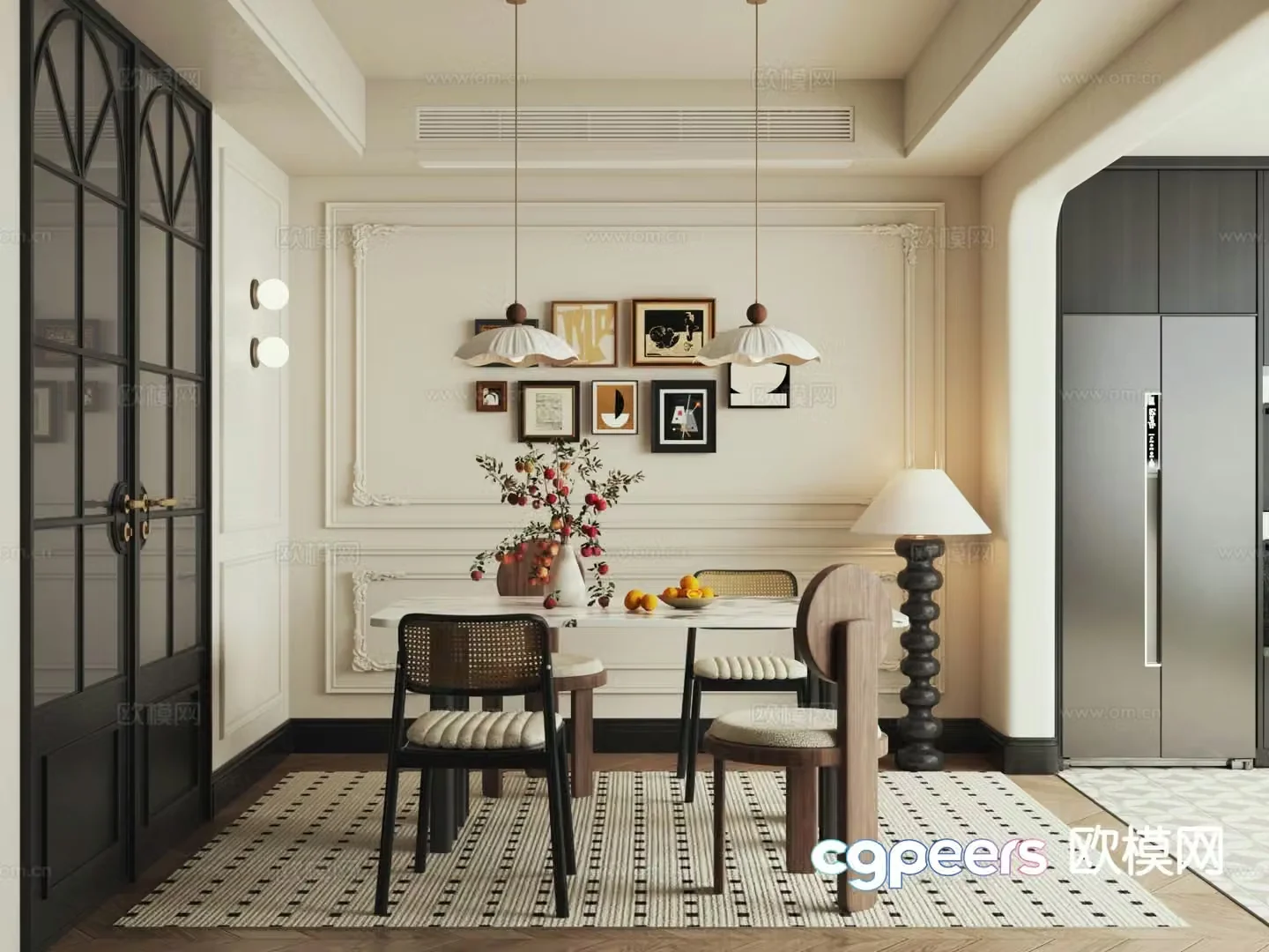 French retro restaurant 3d model