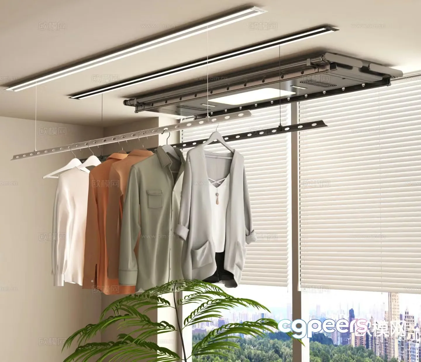Invisible clothes drying rack electric clothes drying rack lifting clothes drying rack 3D model