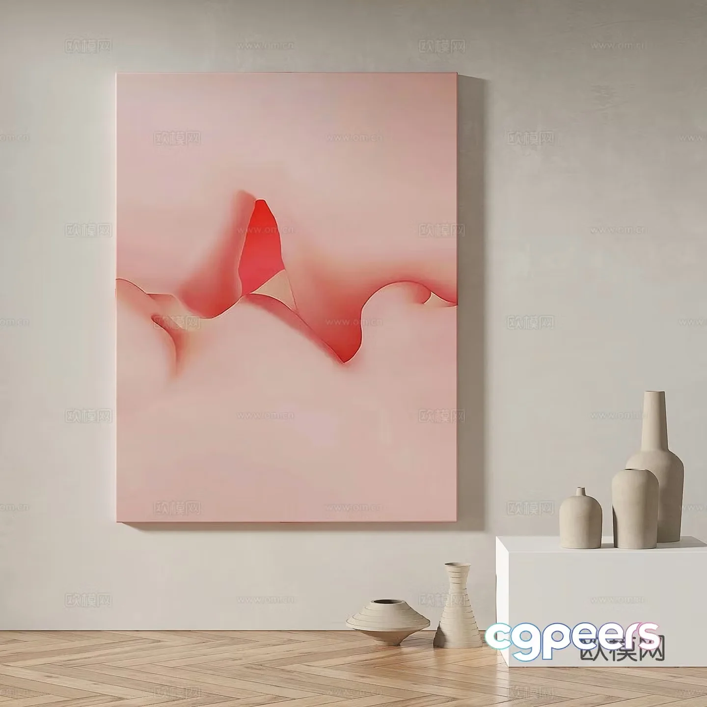 Modern minimalist abstract decorative painting 3d model
