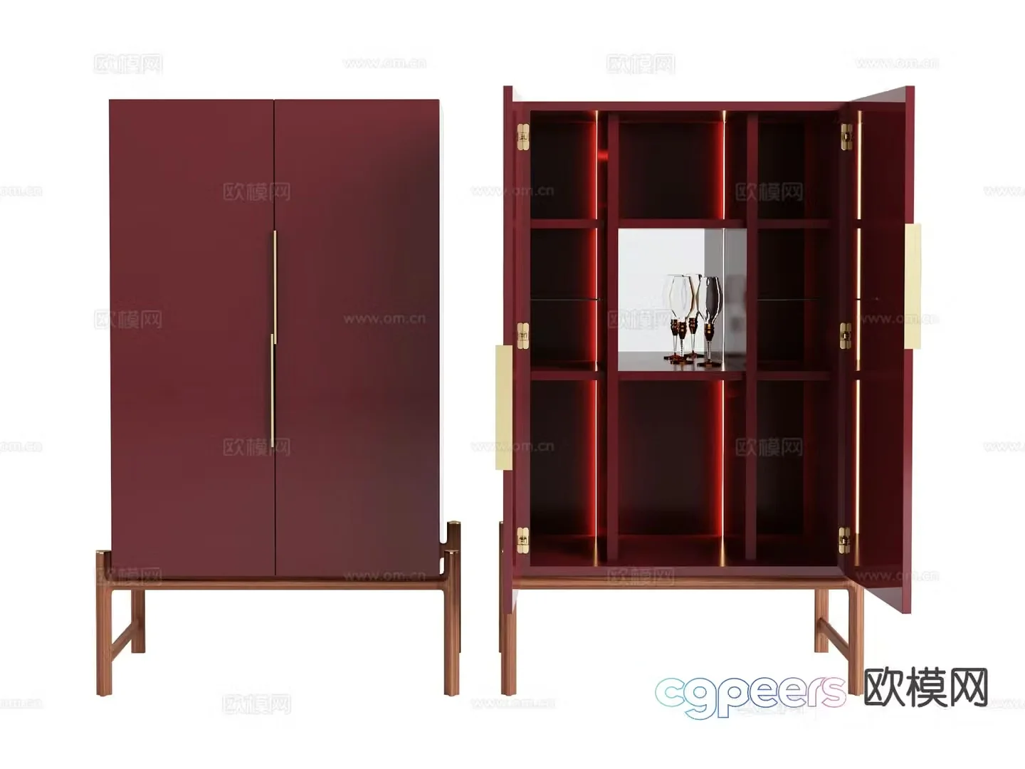 visionnaire Italian light luxury wine cabinet 3D model