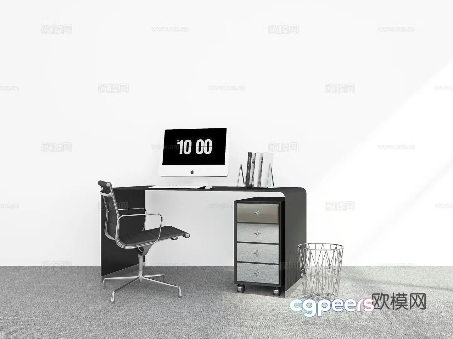 Modern desk computer desk 3d model