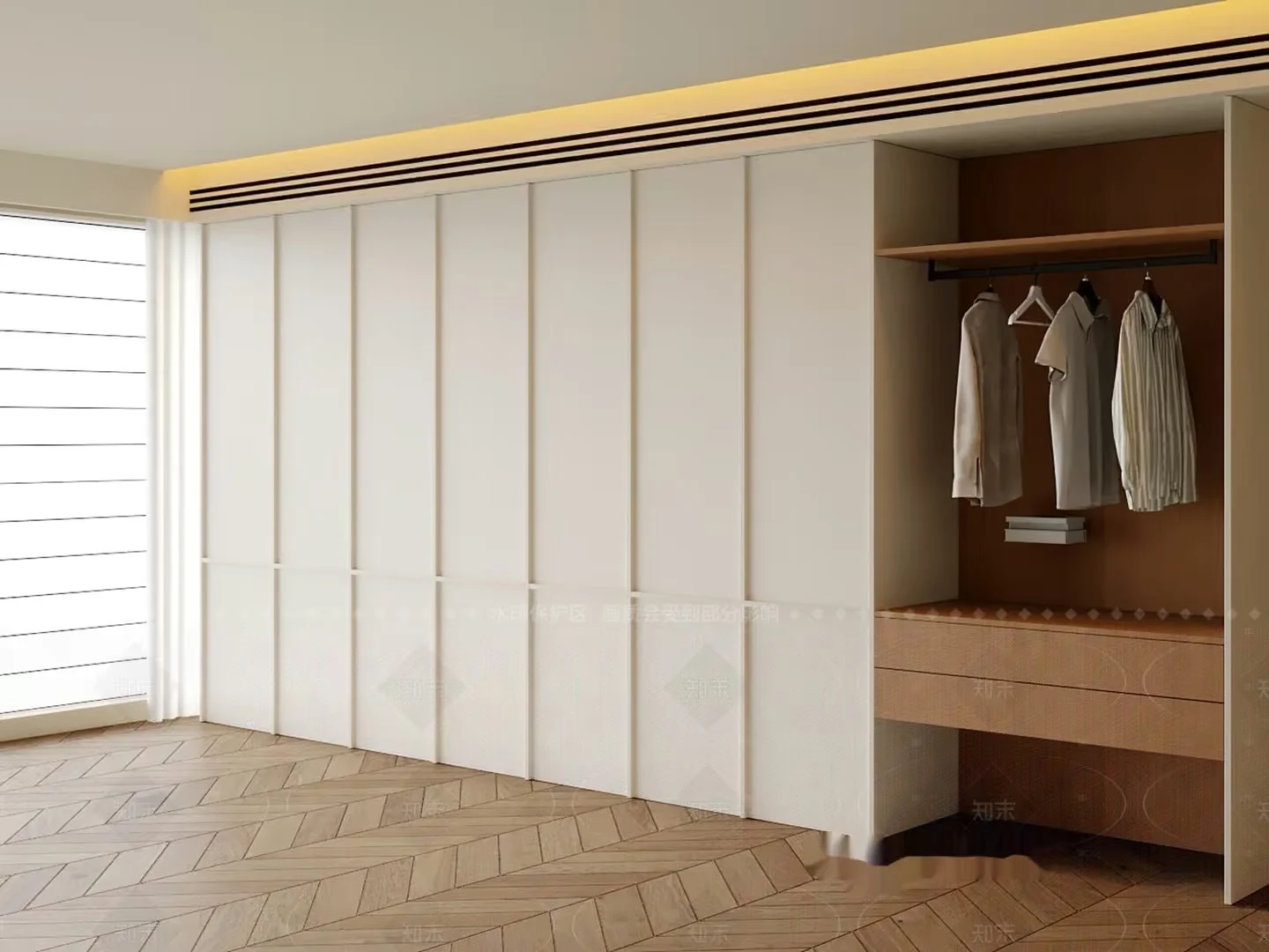 Modern Sliding Wardrobe 3D Model – 19059 – CORONA Render