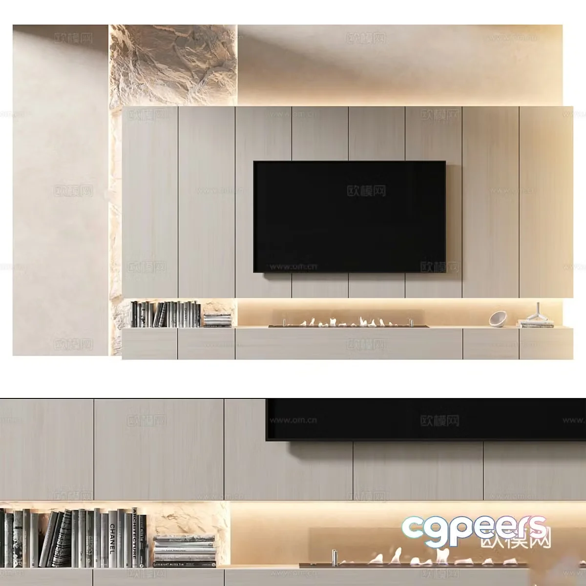 Modern minimalist TV background wall 3d model