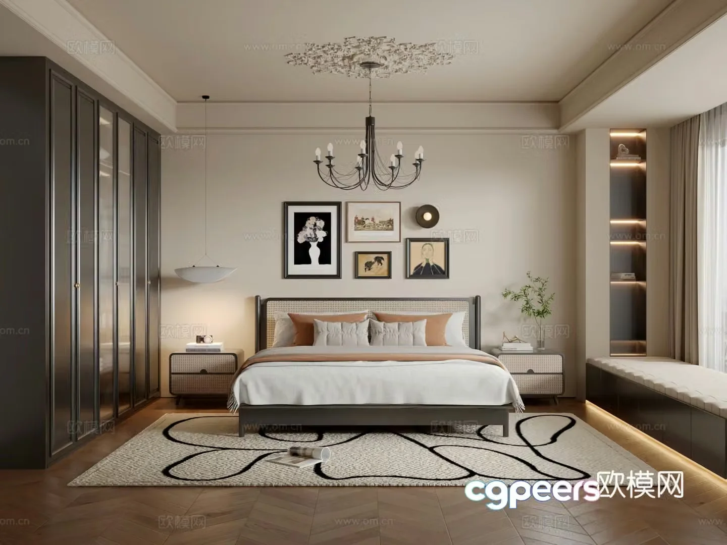 Medieval style bedroom master bedroom 3d model