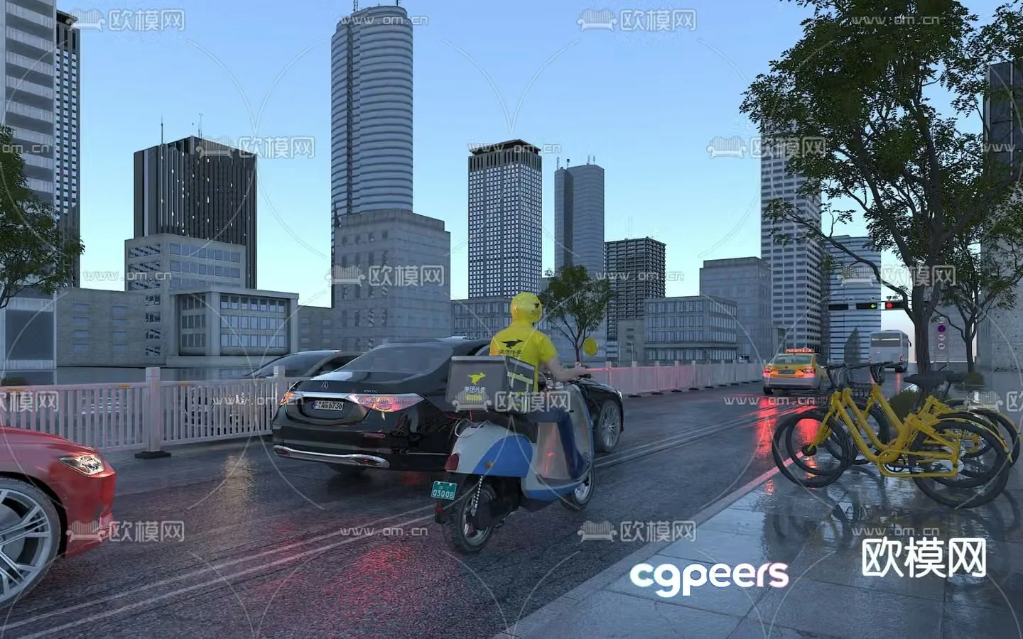 city â€‹â€‹street landscape 3d model