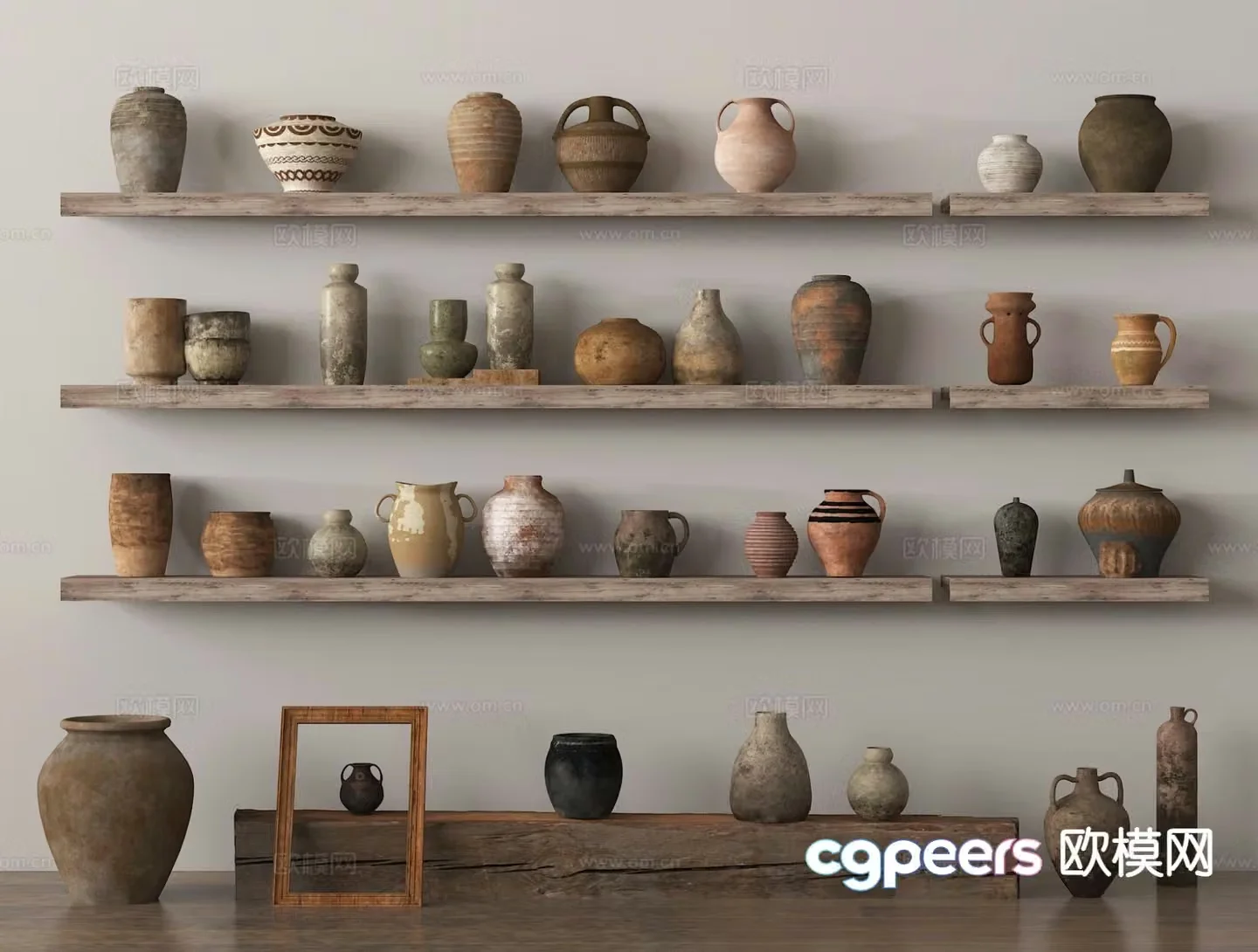 Wabi-sabi style pottery pot clay pot earthen pot vessel clay 3D model