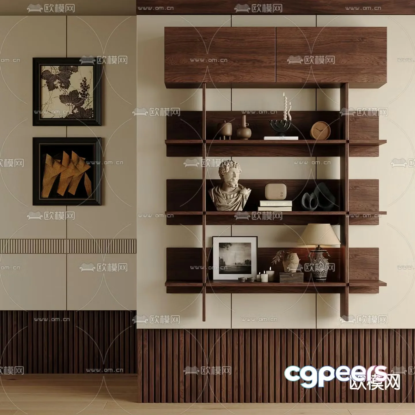 Medieval style wall hanging cabinet 3D model