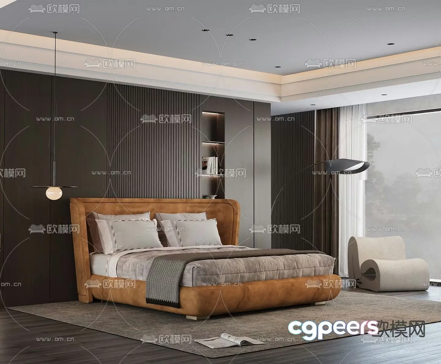 Modern double bed 3d model