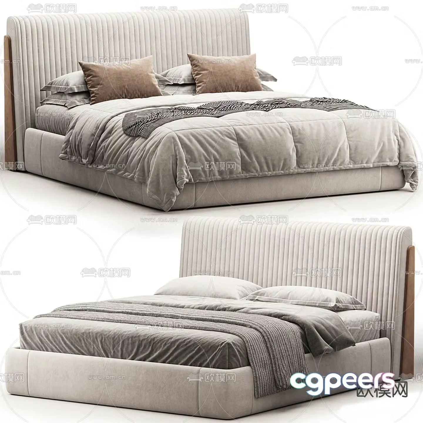 Modern double bed 3d model