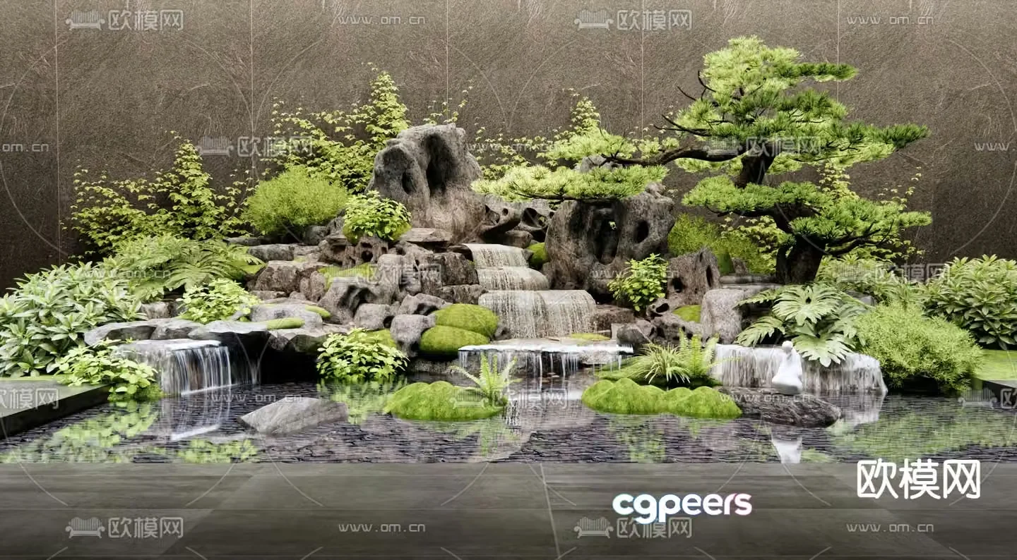 New Chinese style indoor landscaping 3d model