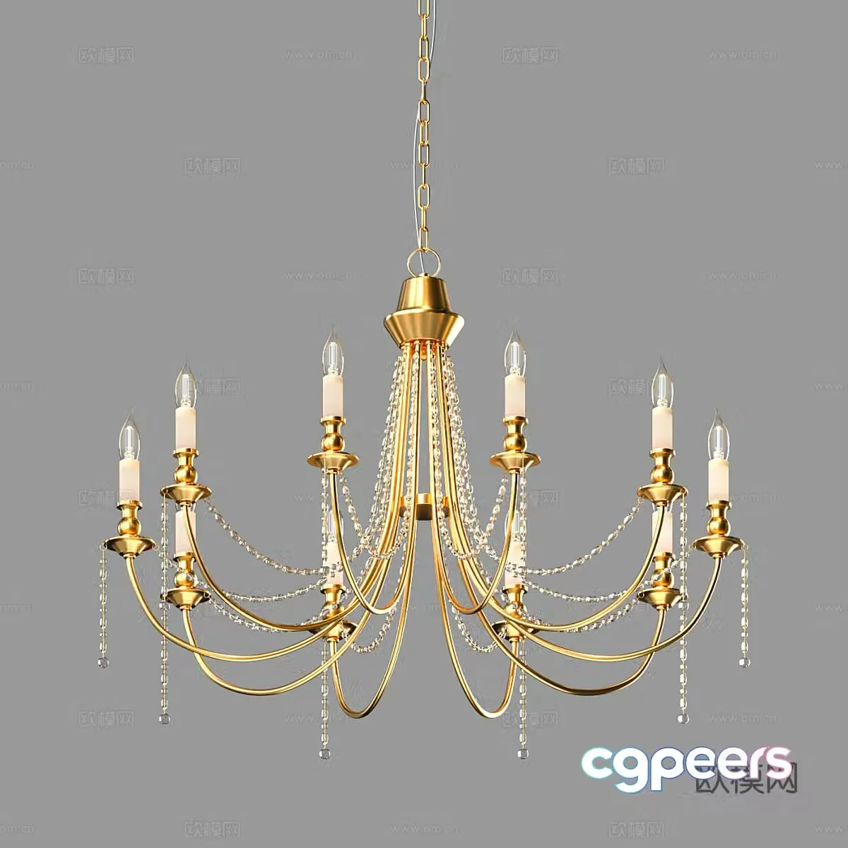 French multi-head chandelier candlestick chandelier 3d model