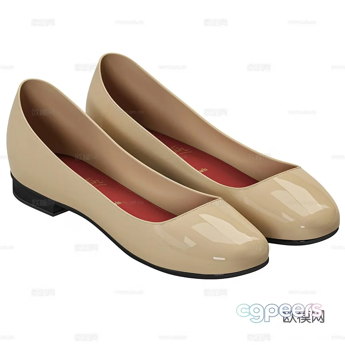 Women’s casual leather shoes 3d model