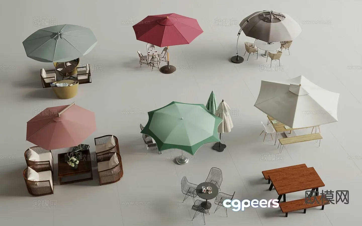 Modern outdoor tables and chairs leisure tables and chairs courtyard tables and chairs 3D model