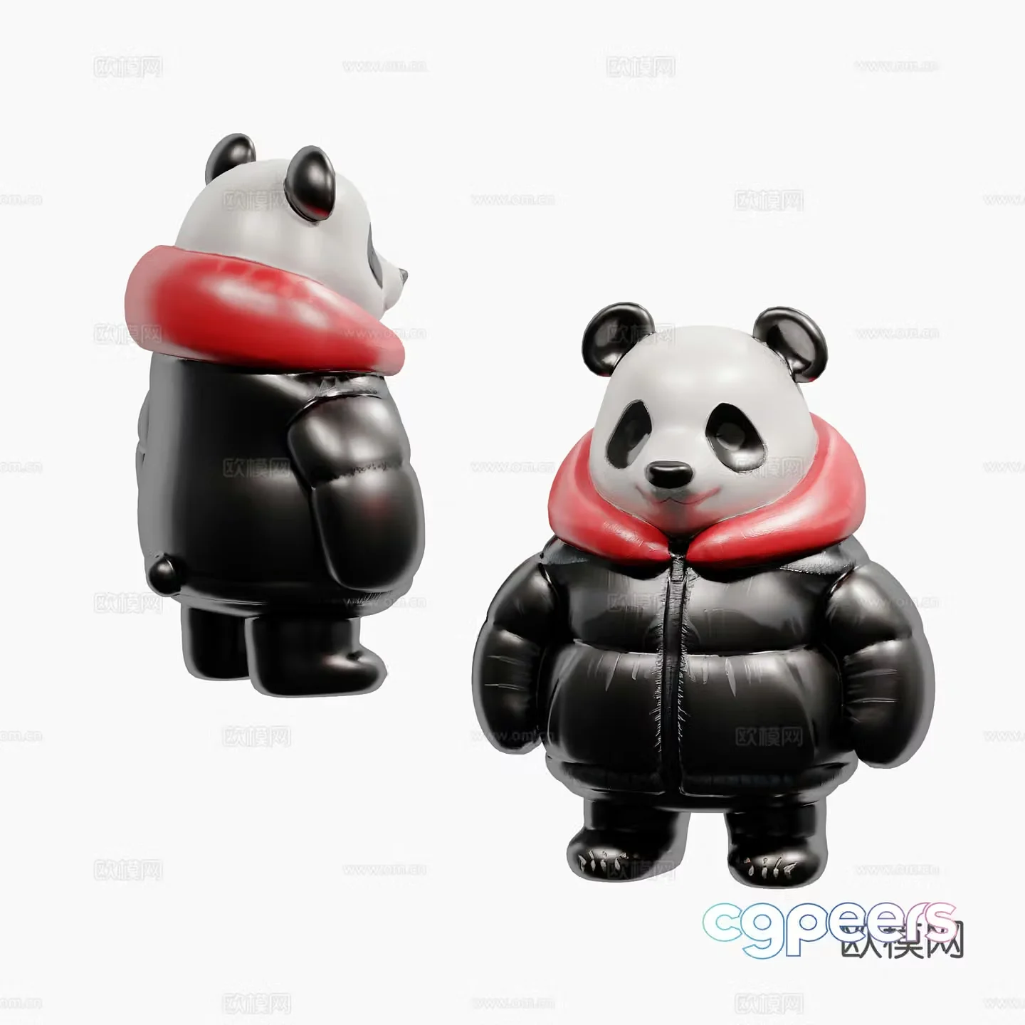 Modern down jacket panda doll 3d model