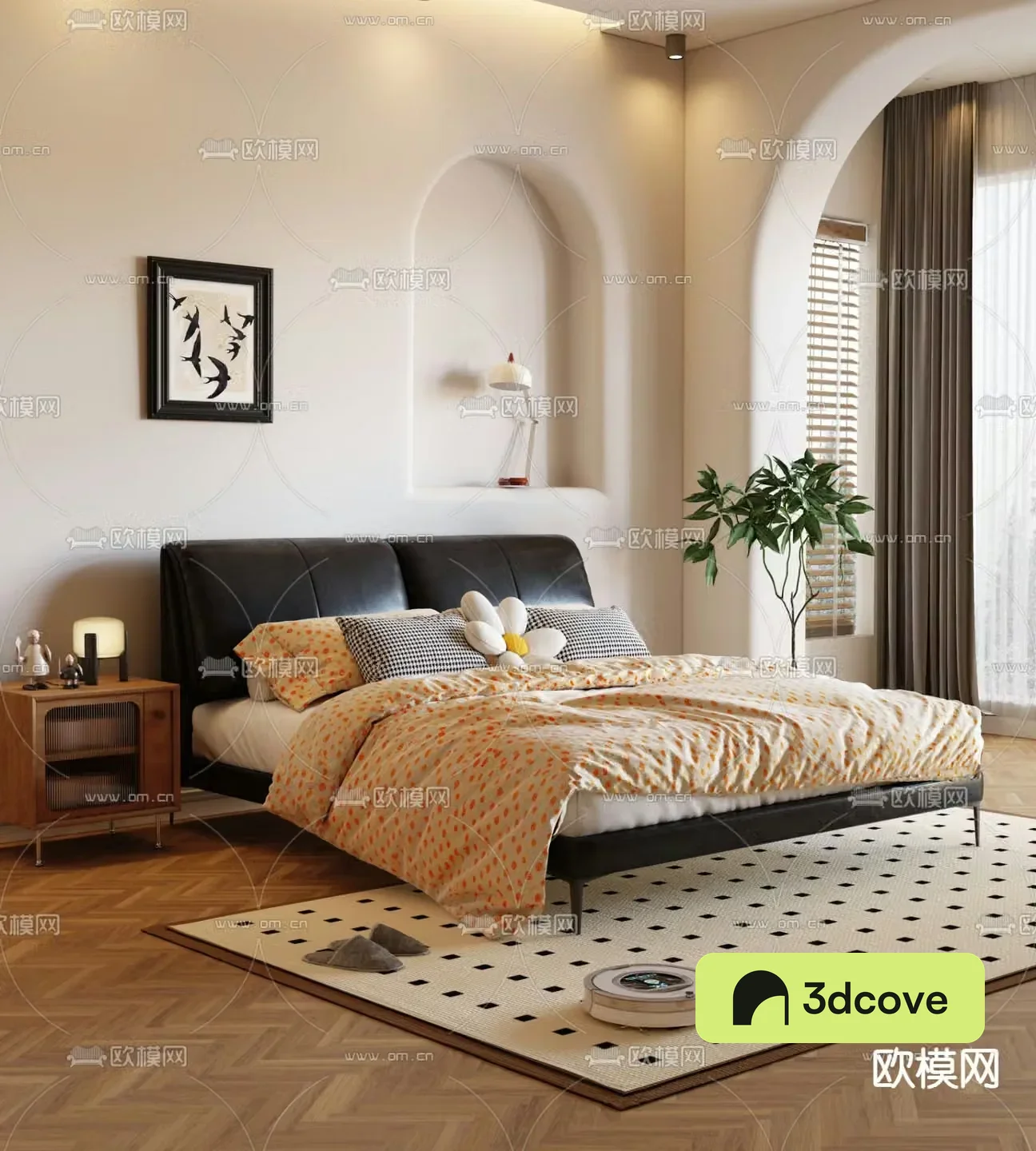 Leather double bed