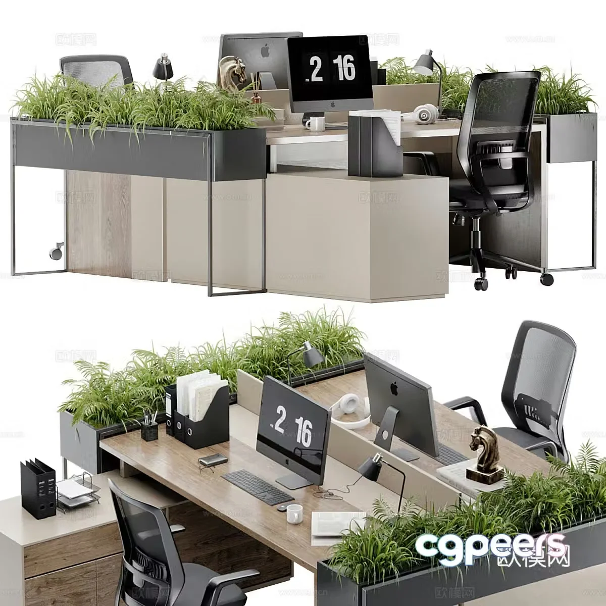 Office desk and chair 3d model