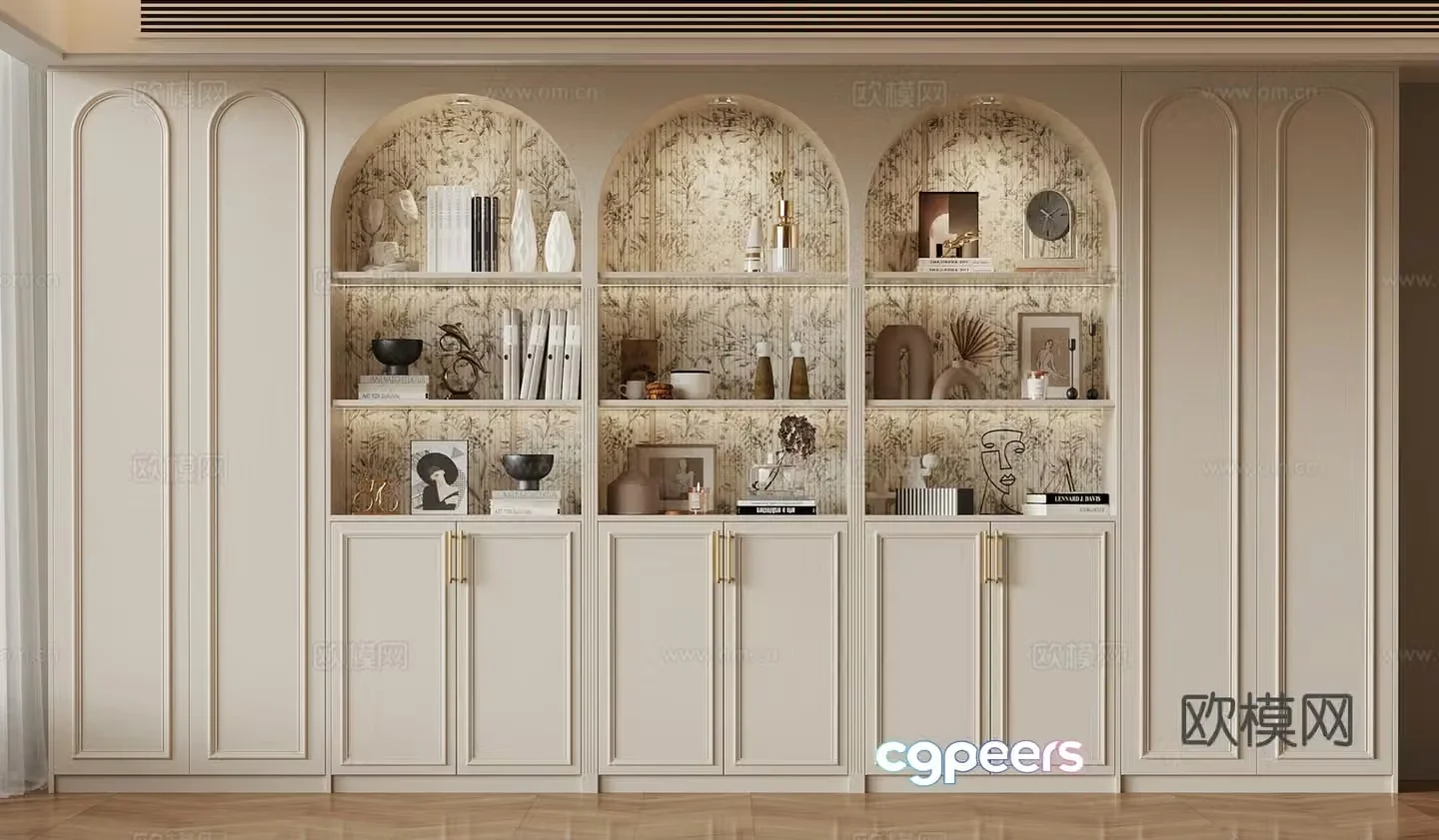 021 bookcase French cream bookcase 3d model