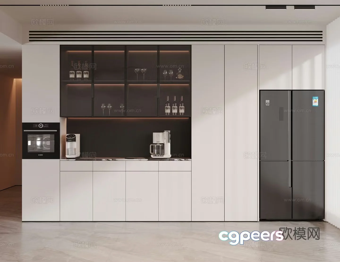 Modern sideboard sideboard wine cabinet refrigerator cabinet dining sideboard wine cabinet refrigerator oven appliance 3d model