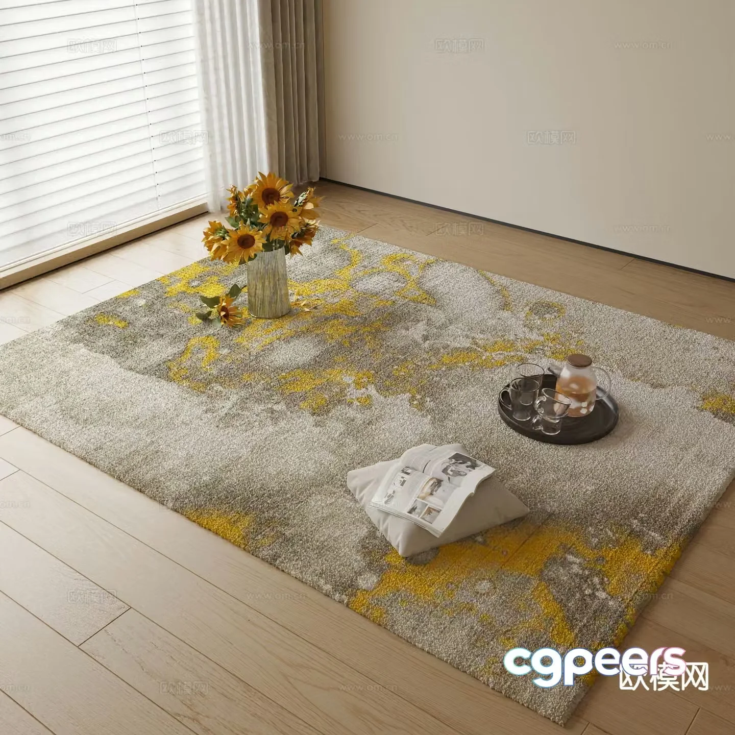 abstract carpet square rug 3d model