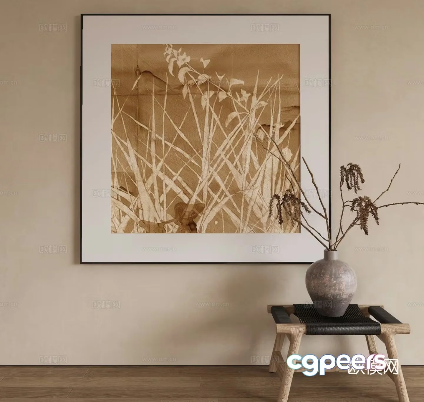 Modern decorative painting retro hanging painting 3d model