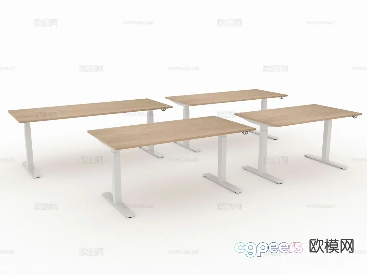 Student dining table and chairs 3d model