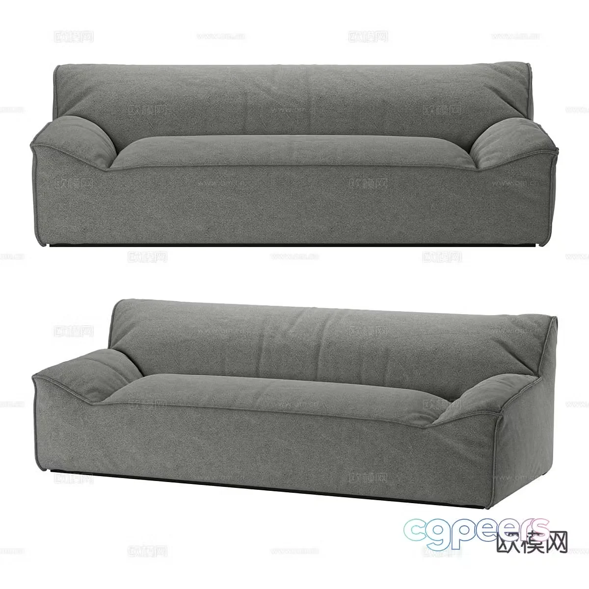 Modern upholstered sofa multi-person sofa 3d model