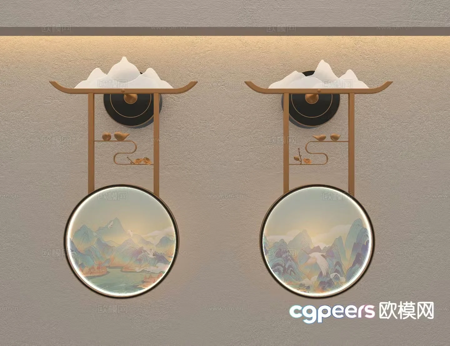 New Chinese style wall lamp 3d model
