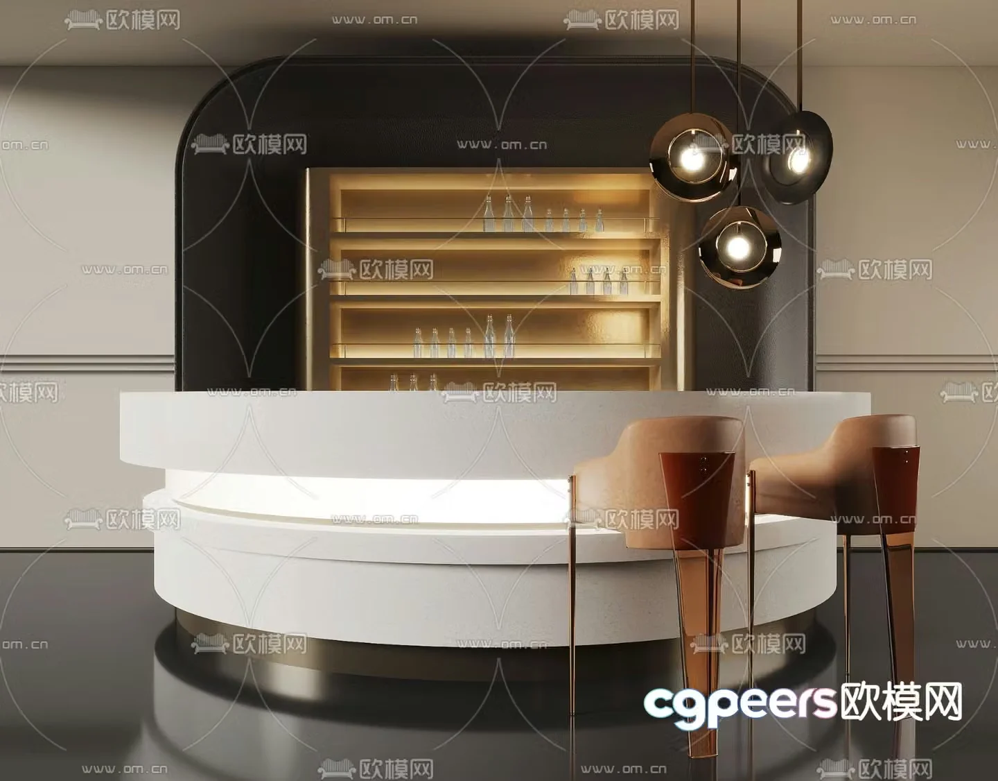 Bar counter front desk 3d model