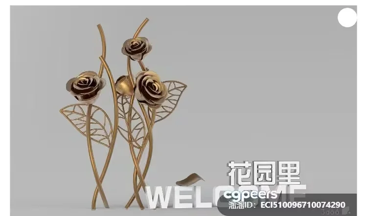 Gold Roses 3D Model – 795 – VRAY Render