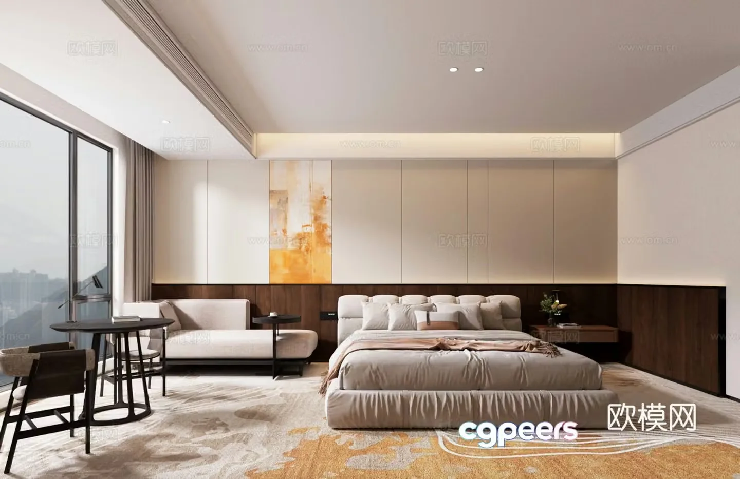 Modern hotel Hotel room Hotel standard room Leisure table and chair combination 3D model