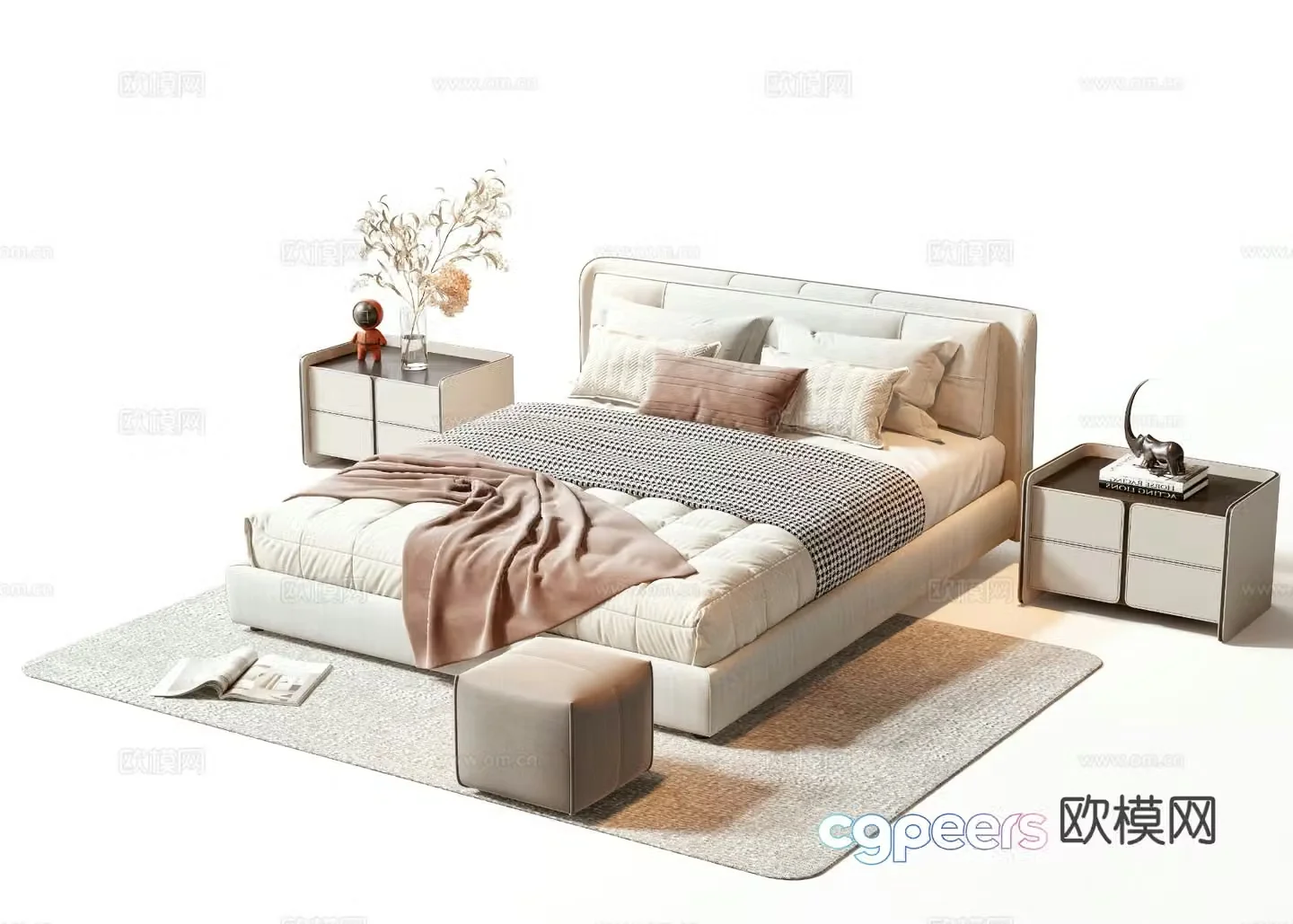 Modern double bed 3d model