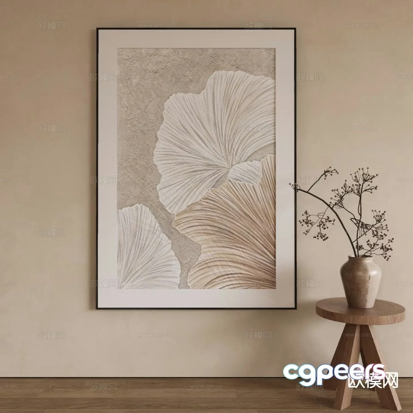 Wabi-sabi art painting texture painting decorative painting 3d model