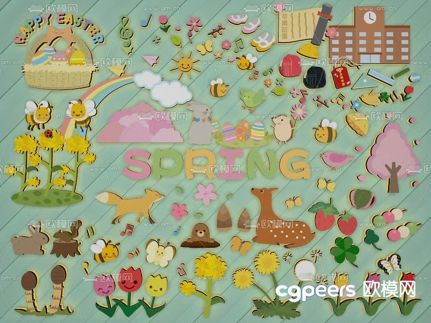 Cartoon wall stickers children’s wall stickers 3d model